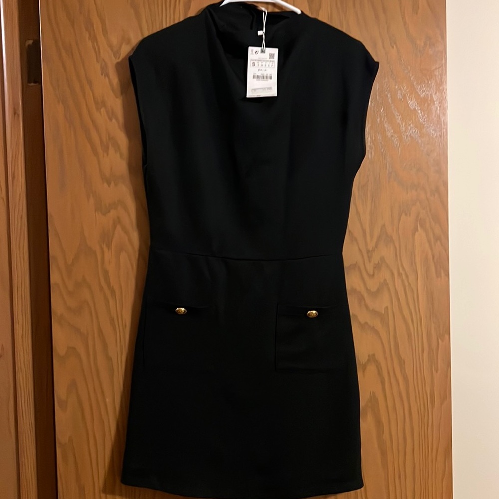 NWT Zara cowl neck black dress